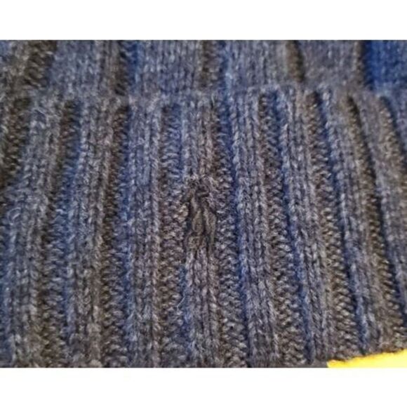 New Polo Ralph Lauren Men's Dark Gray Wool Blend Ribbed Cuff Beanie - Picture 2 of 3